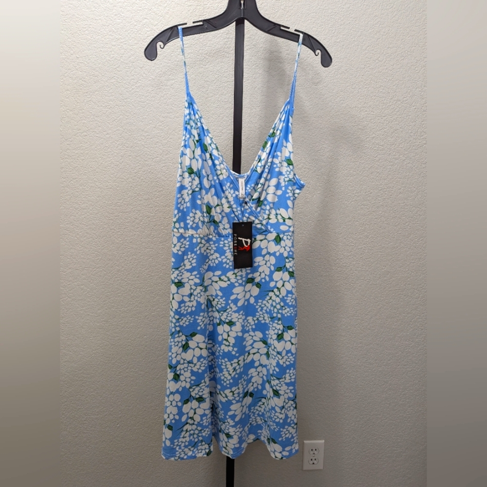 3/$12 Blue Floral Sleeveless Dress